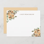 クリーム,アイボリー,ラテ水彩バラモノグラム ノートカード (正面/裏面)