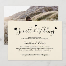 クリーム アイボリー 小規模な結婚式 フォト ダウンサイズ ウェディング 案内状