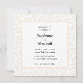 クリーム アブストラクト フォリア シック モダン ウェディング 招待状 (正面)