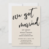 クリーム ウェ・ガット・マリード ウェディング・レセプション 招待状 (正面)