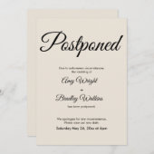 クリーム エレガント 延期 結婚式のお知らせ 招待状 (正面/裏面)