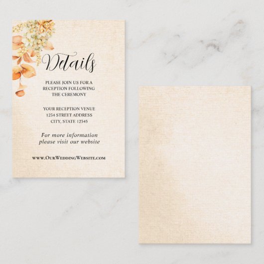 クリーム&オレンジ秋のフローラ結婚ズ エンクロージャーカード (正面/裏面)