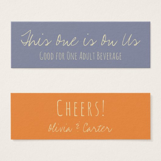 クリーム、オレンジ、スチールの多彩なドリンクチケット (正面&裏面)