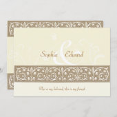 クリーム オーナメンタル フリーズ ウェディング 招待状 (正面/裏面)