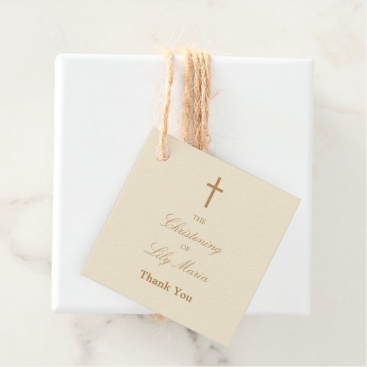 クリーム《キリスト教》洗礼式や命名式サンキューメッセージカード フェイバータグ (インサイチュ)