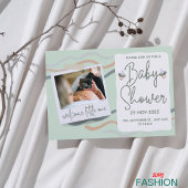 クリーム&グリーンかわいい水の色クラシックの赤ちゃんシャワー 招待状