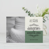 クリーム＆グリーンの結婚式「Save the Date」お知らせカード 招待状 (スタンド正面)