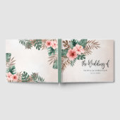 クリーム&グリーントロポカルウォーターの色のフローラ結婚ズ ゲストブック (全面)