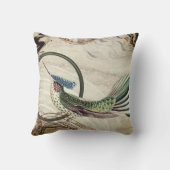 クリーム&グリーンハミングバード抽象芸術旋回 クッション (裏面)