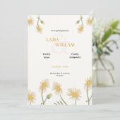 クリーム グリーン イエロー フラワーのウェディング 招待状 (スタンド正面)