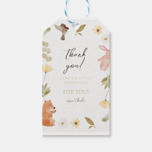 クリーム グリーン 水彩 ベイビーシャワー お祝い ギフトタグ (正面)