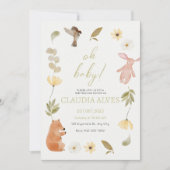 クリーム グリーン 水彩 赤ちゃんのお披露目会を称えて 招待状 (正面)