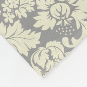 クリーム&グレーヴィンテージフローラダマスク フリースブランケット (角)