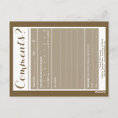 クリーム・コメント・カードを入れたコーヒー ポストカード (裏面)