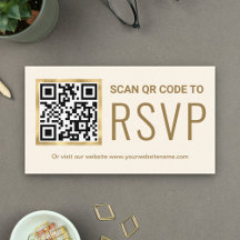 クリーム ゴールド箔 QRコード RSVP ウェディング ウェブサイト