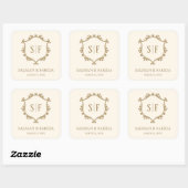 クリーム ゴールド クレスト モノグラム 結婚のお礼ギフト スクエアシール (シート)