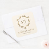 クリーム ゴールド クレスト モノグラム 結婚のお礼ギフト スクエアシール (封筒)