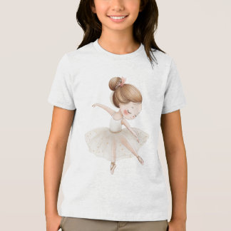 クリーム ゴールド スター バレリーナ 水彩画の小さな女の子 トライブレンドTシャツ