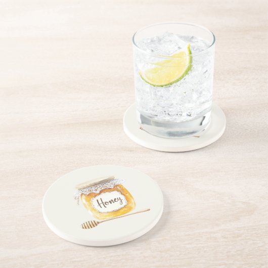 クリーム ゴールド ハニージャー 栄養 キッチン コースター (側面)