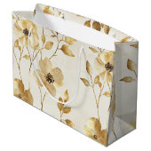 クリーム ゴールド フラワーの結婚式 ラージペーパーバッグ (裏面アングル)