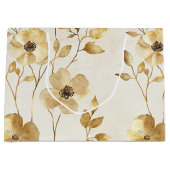 クリーム ゴールド フラワー ウェディング ラージペーパーバッグ (正面)