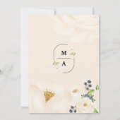 クリーム ゴールド ベージュ エレガント フラワー ウォーターカラー 招待状 (裏面)
