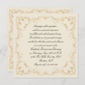 クリーム ゴールド ヴィンテージ ピンストライプ フローラル アニバーサリー 招待状 (正面/裏面)