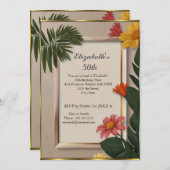 クリーム サマータイム 50歳の誕生日パーティー 招待状 (正面/裏面)