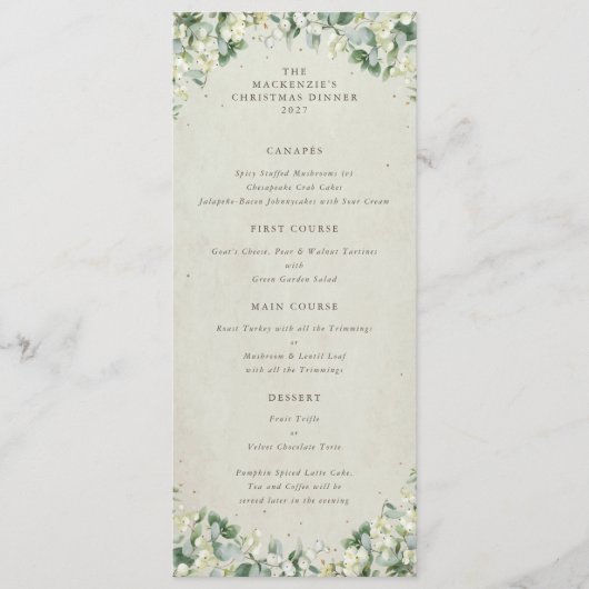 クリーム スノーベリー クリスマス ディナー フラット 4 コース メニュー (正面)