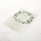 クリーム スノーベリー+ユーカリ ウェディング リハーサル 箔招待状 (回転した状態)