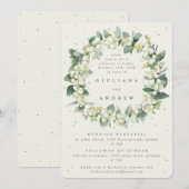 クリーム スノーベリー+ユーカリ 結婚式リハーサル 招待状 (正面/裏面)