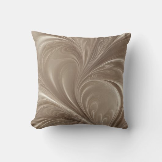クリーム スワール - ソフト ベージュ アブストラクト フローイング デザイン クッション (正面)