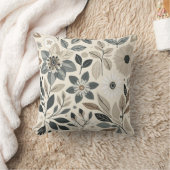 クリーム&セージ緑の花はっきりしたのパタモダンーン クッション (ブランケット)