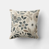 クリーム&セージ緑の花はっきりしたのパタモダンーン クッション (裏面)
