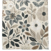 クリーム&セージ緑の花はっきりしたのパタモダンーン シャワーカーテン (正面)