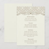 クリーム タン アイボリー ダマスク スワール メニュー カード (正面/裏面)