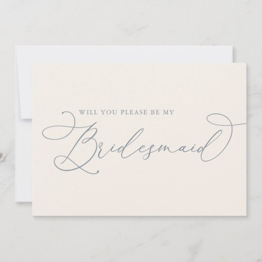 クリーム&ダスティブルーブライドメイド提案カード 招待状 (正面)