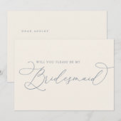 クリーム&ダスティブルーブライドメイド提案カード 招待状 (正面/裏面)