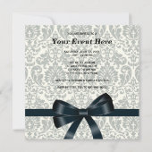 クリーム ダマスク ブラック パーティー 招待状 (裏面)