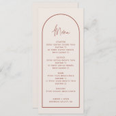 クリーム&テラコッタアーチ結婚のメニューカード 招待状 (正面/裏面)