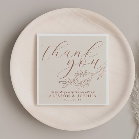 クリーム&テラコッタミニマリストシック スタンダードカクテルナプキン