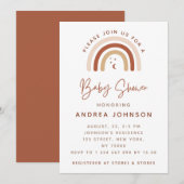 クリーム & テラコッタ ボヘミアンレインボー ムーンベイビーシャワー招待状Ⅰ 招待状 (正面/裏面)