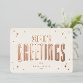 クリーム+バラ金ゴールドシーズンの挨拶と星写真 箔シーズンカード (立ち正面)