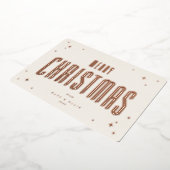 クリーム+バラ金ゴールドメリークリスマスレトロスターズフラット 箔シーズンカード (回転した状態)