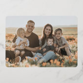 クリーム+バラ金ゴールドメリークリスマスレトロ星写真 箔シーズンカード (裏面)