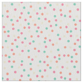 クリーム，ピンク，オレンジ，黄，緑の水玉模様 ファブリック (クローズアップ)