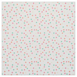 クリーム，ピンク，オレンジ，黄，緑の水玉模様 ファブリック