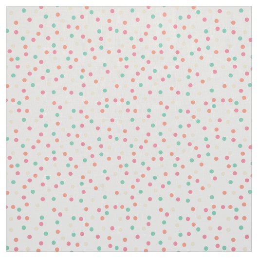 クリーム，ピンク，オレンジ，黄，緑の水玉模様 ファブリック (見本)