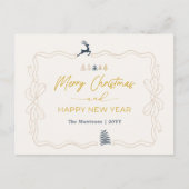 クリーム:フェスティバルボウ&ツリードードルズホリデーポストカード シーズンポストカード (正面)