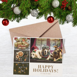 クリーム フォト コラージュ 新年のクリスマス グリーティング シーズンカード